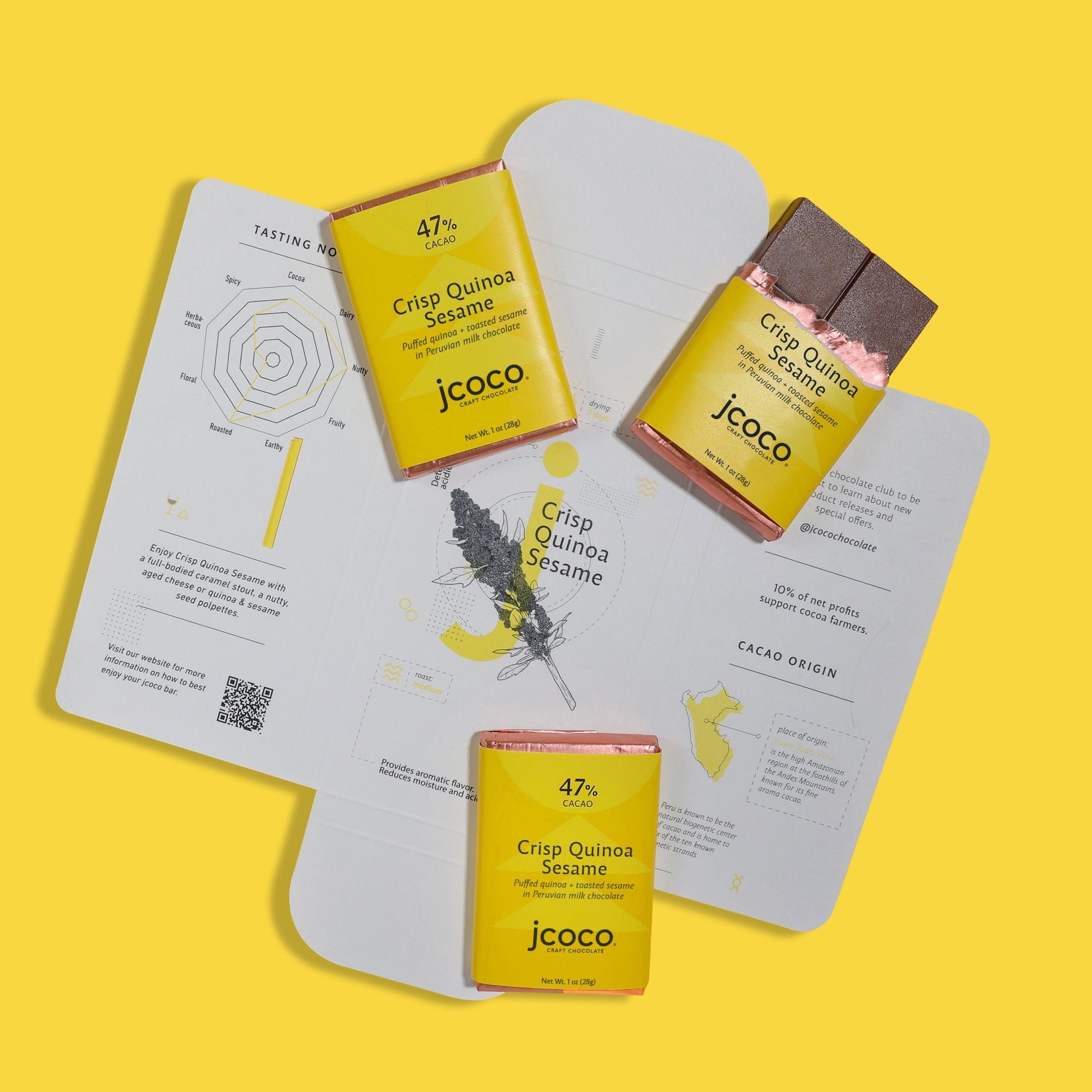 Crisp Quinoa, open envelope with 3 1oz bars