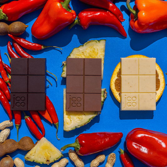 jcoco sweet heat spicy chocolate bar tasting flight - shop unique chocolate gifts by jcoco