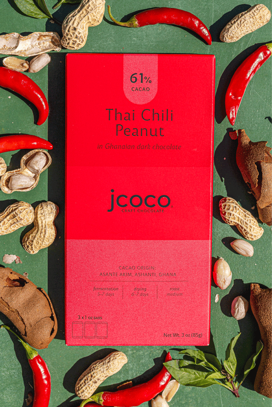 Thai Chili Peanut Dark Chocolate Bar - Shop Unique Chocolate Bars by jcoco