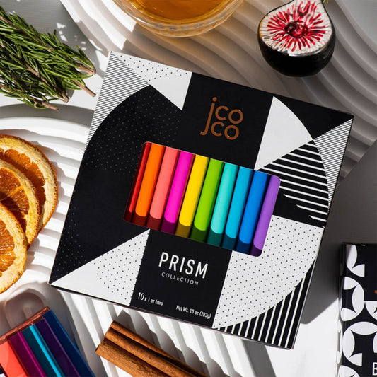 jcoco Prism chocolate bar Gift Box featuring all 10 jcoco flavors