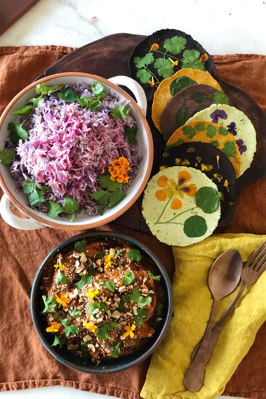 Chocolate Hazelnut Molé Recipe with pressed tortillas