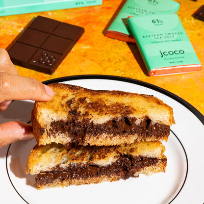 sea salt dark chocolate bar in sandwich