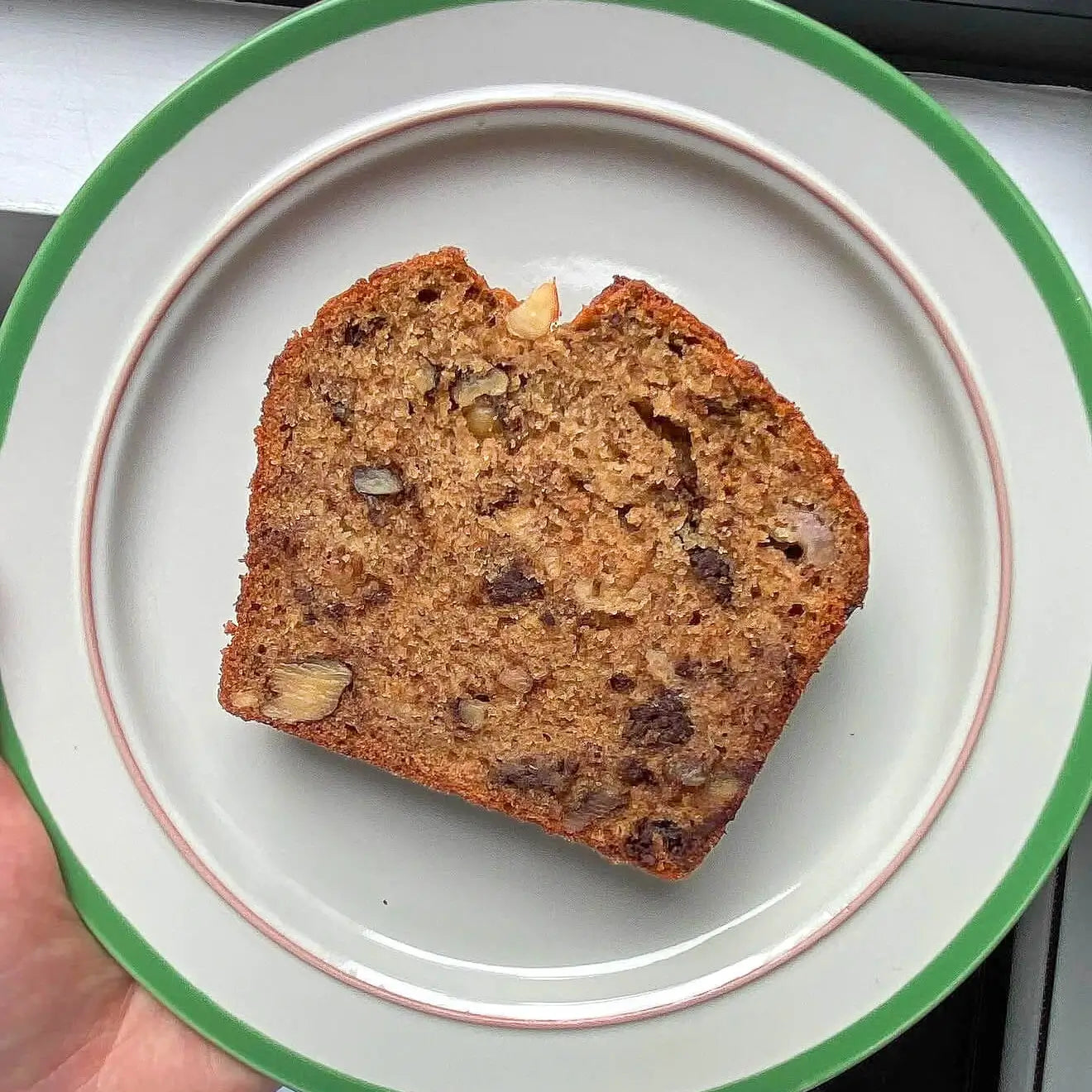 slice of dark chocolate banana bread using jcoco's 85% dark chocolate bar