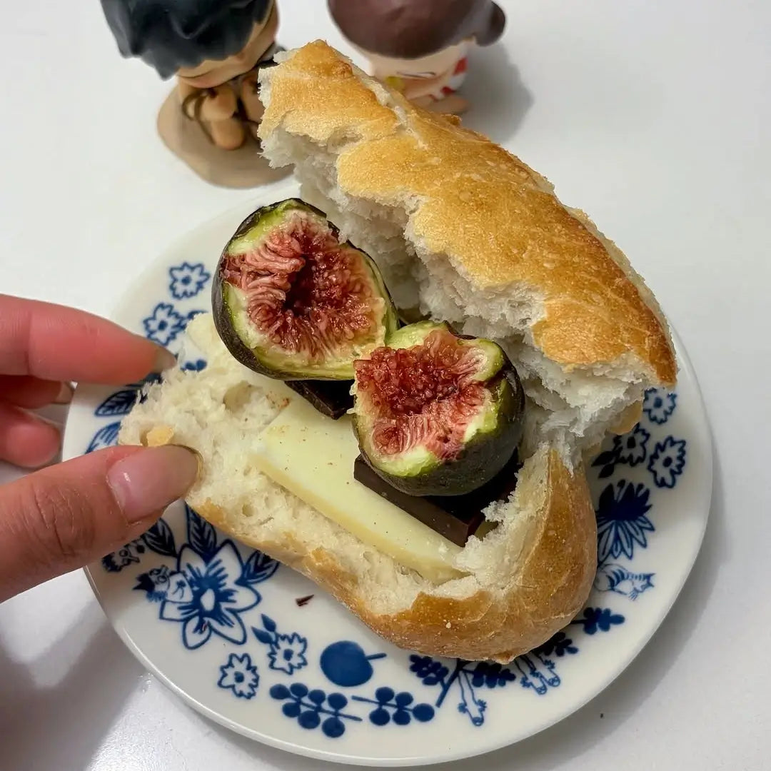 Black Fig Pistachio with Toscana cheese on a baguette