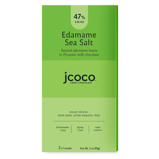 3oz 47% Cacao Edamame Sea Salt chocolate bar