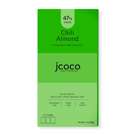 Almond Chili Chocolate Bar with Peruvian Milk Chocolate - Shop Premium Chocolate by jcoco