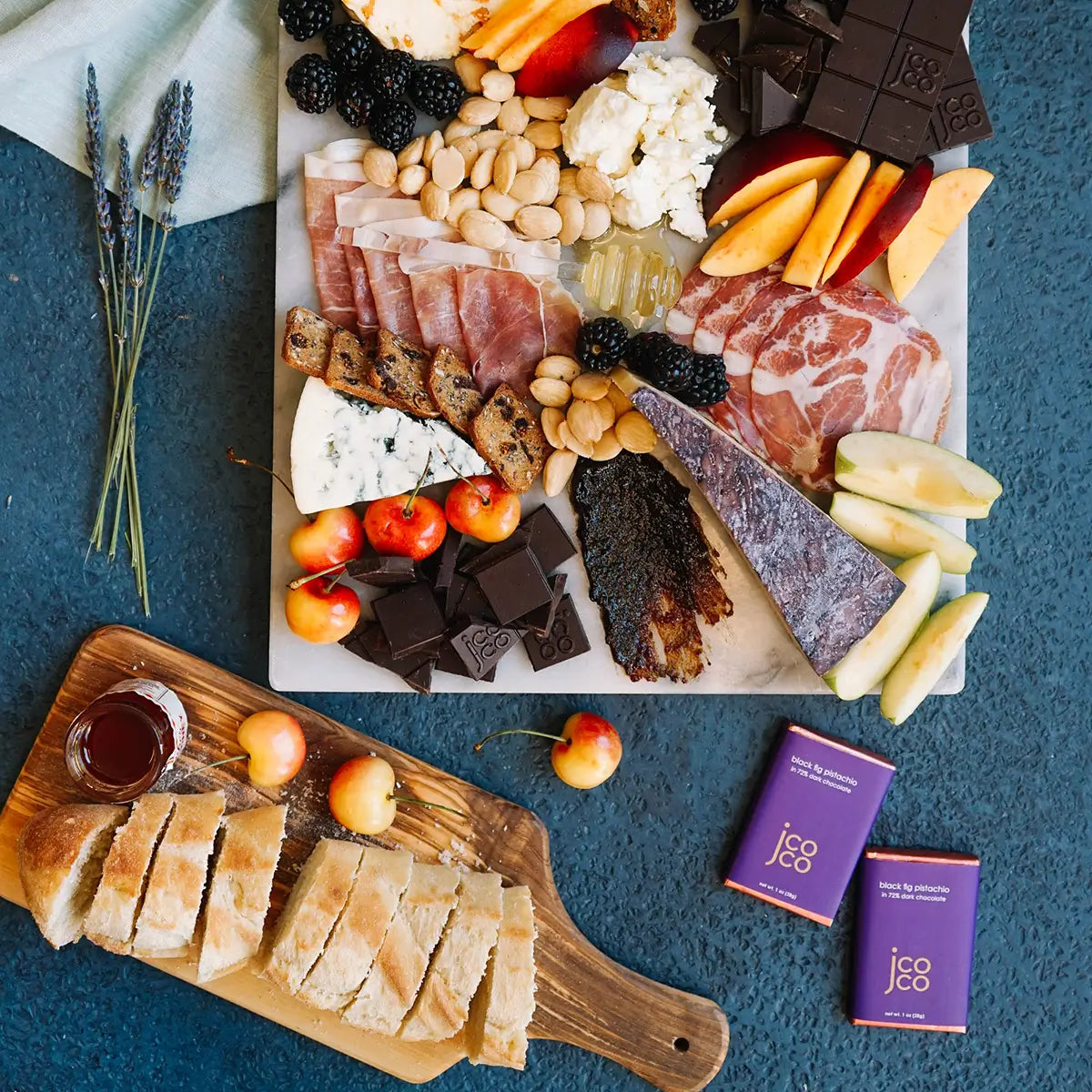 pistachio chocolate bar with black fig