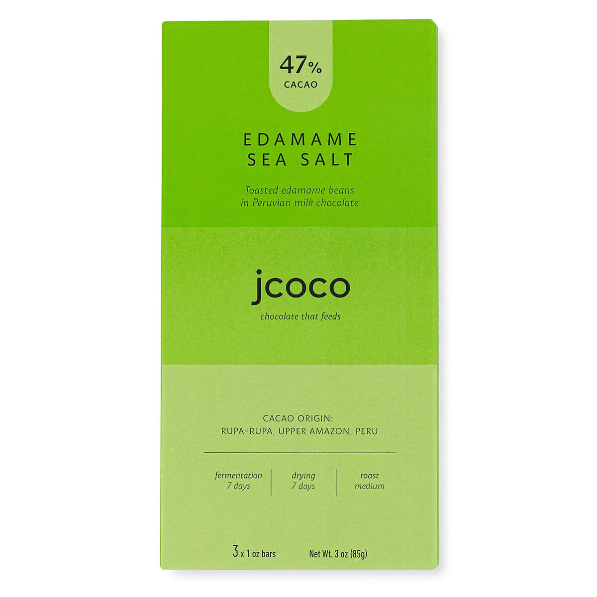 3oz 47% Cacao Edamame Sea Salt chocolate bar