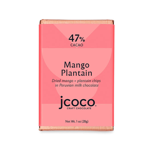 jcoco mango plantain milk chocolate 1oz bar