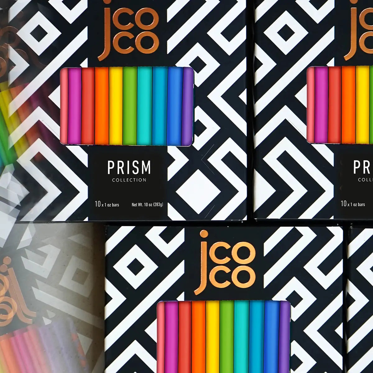 jcoco Prism chocolate Gift Box featuring all 10 jcoco flavors 