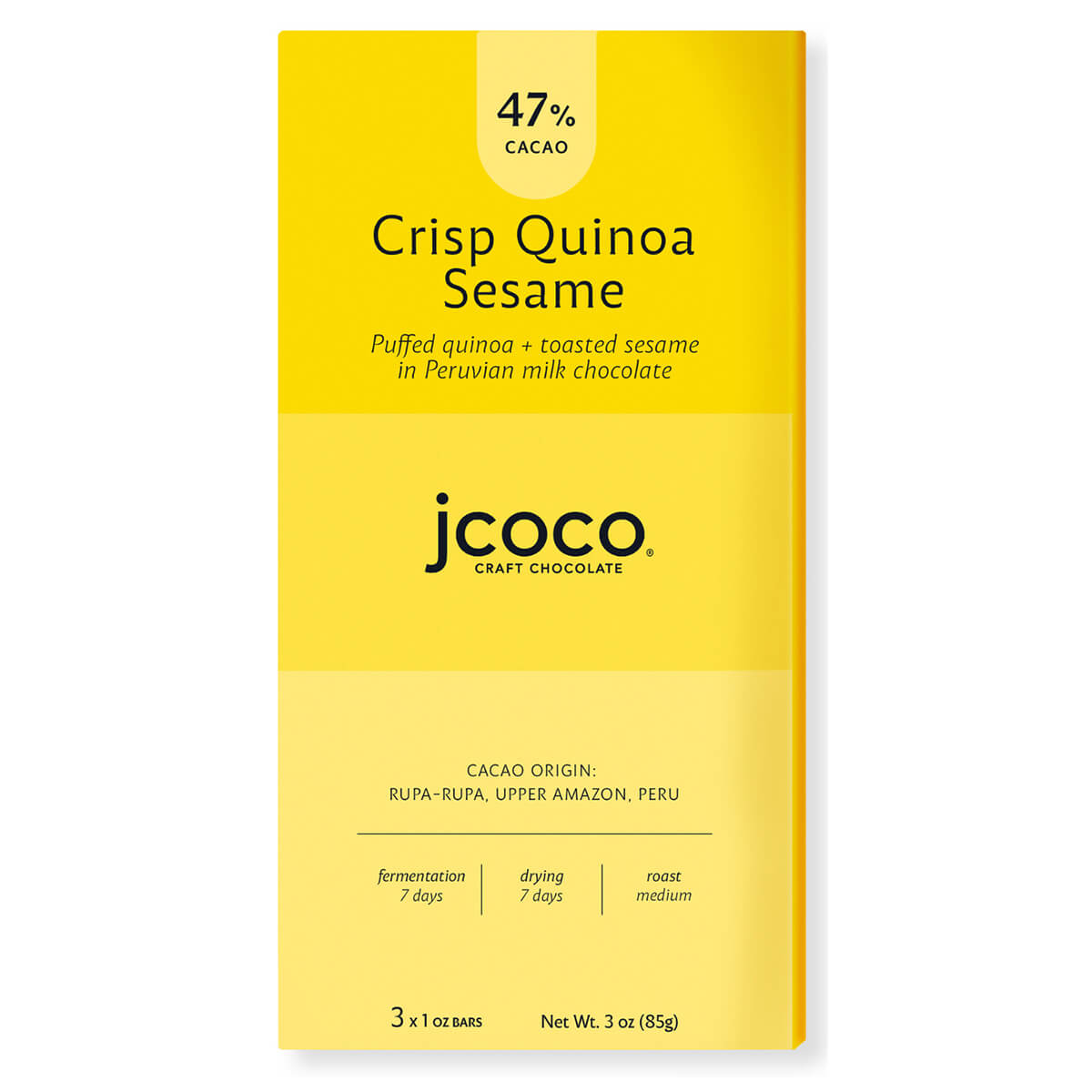 47% Crisp Quinoa Sesame 1oz chocolate bar