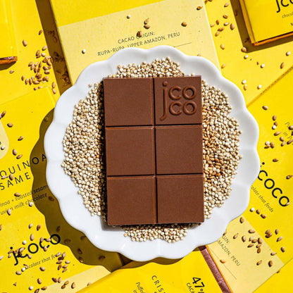 crisp quinoa sesame jcoco chocolate bar