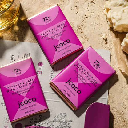 peruvian dark chocolate bar with cacao nibs